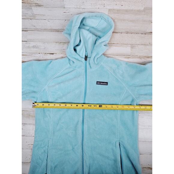 Columbia Girls Sz XL Soft Light Blue Fleece Full Zip Hoodie - Picture 6 of 10